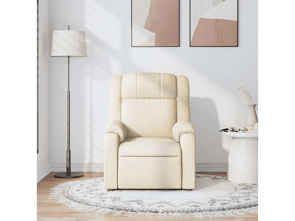 Fauteuil inclinable-Chaise de relax-Fauteuil de Massage Crème Tissu SHL3575