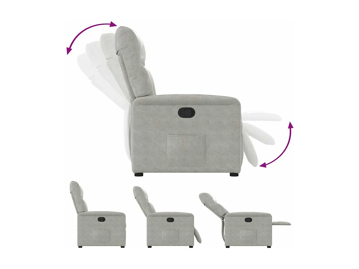 Poltrona Reclinável | Poltrona Confortável Relax tecido de microfibra cinza-claro SHL212578