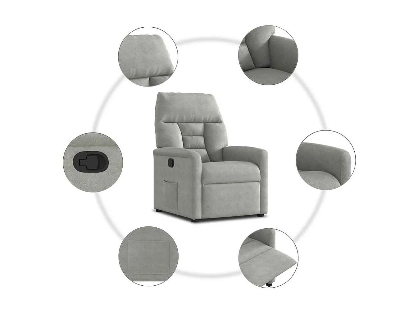 Poltrona Reclinável | Poltrona Confortável Relax tecido de microfibra cinza-claro SHL212578