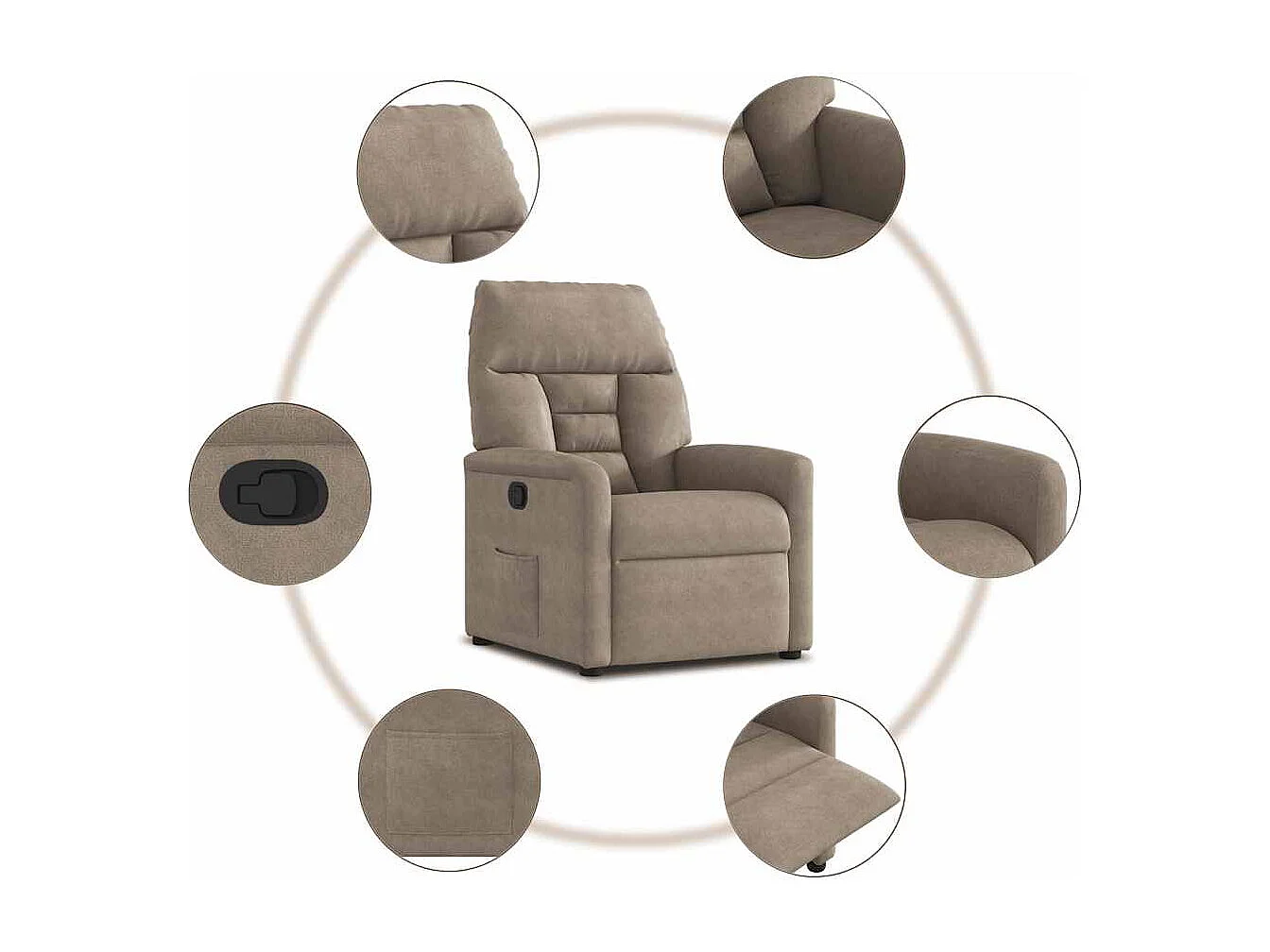 Relaxstoel | Fauteuil verstelbaar microvezelstof taupe