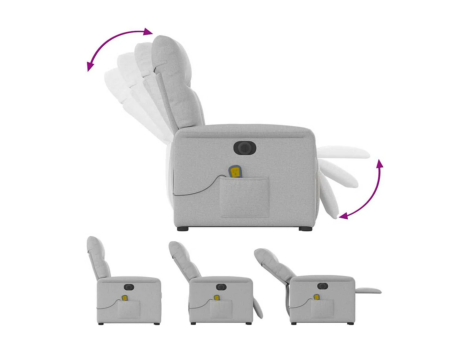 Sillón de salón | Silla | Sillón de masaje eléctrico reclinable elevable tela gris nube SHL6620