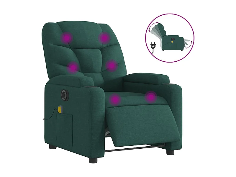 Sillón de relax | Sillón reclinable de masaje eléctrico tela verde oscuro SHL7306