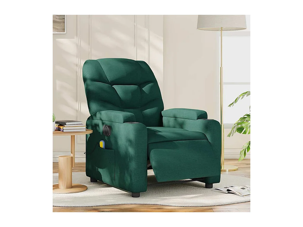 Poltrona reclinável de massagens elétrica tecido verde-escuro SHL288795
