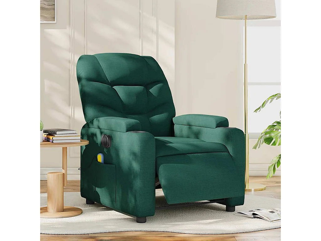 Massagesessel Elektrisch | Relaxsessel indoor Dunkelgrün Stoff SHL68088