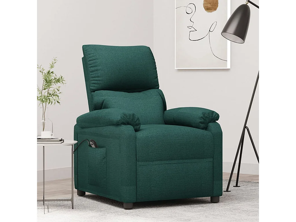 Fauteuil inclinable électrique-Chaise de relax-Fauteuil salon Vert foncé Tissu SHL5289
