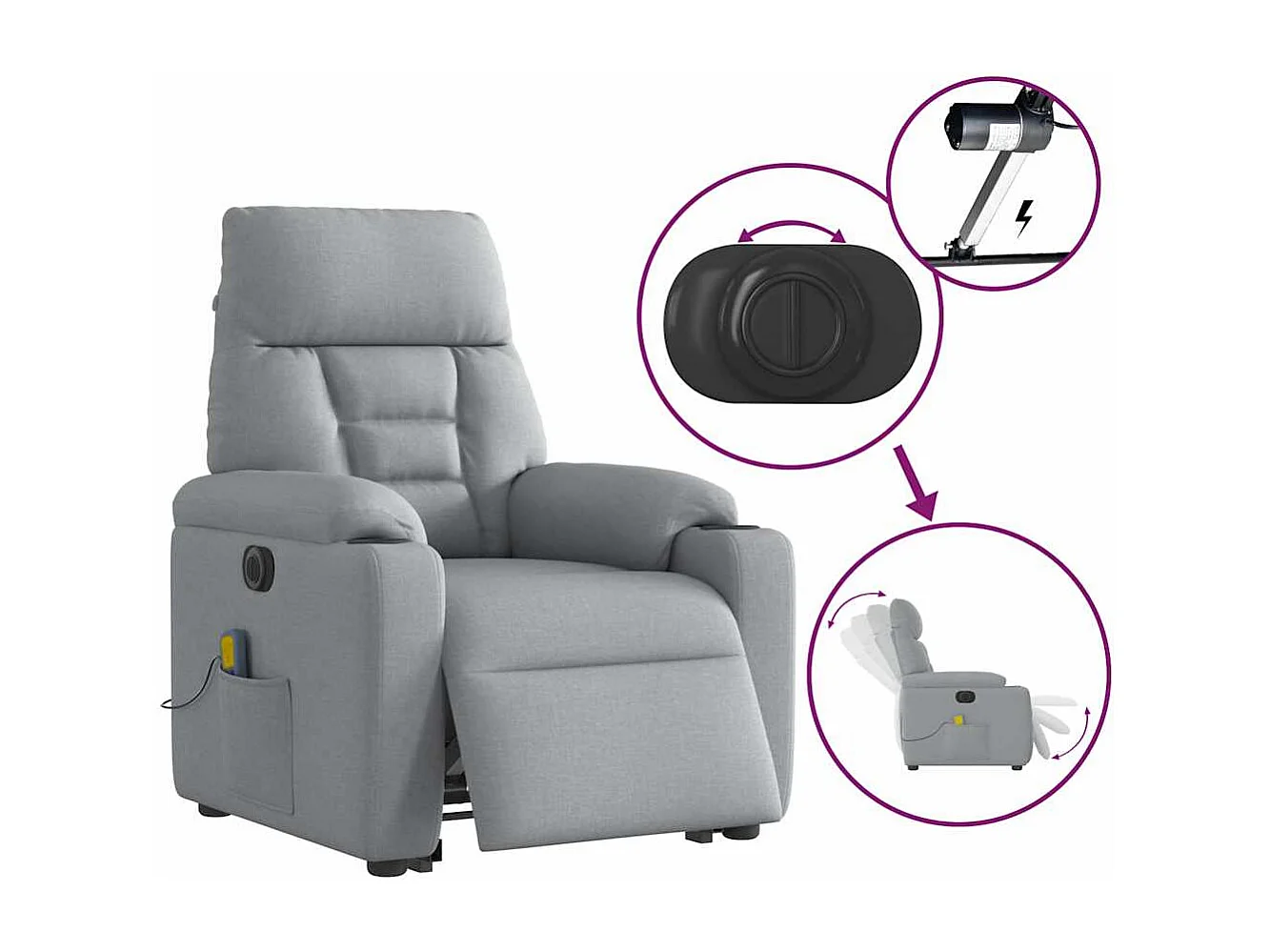 Sillón de salón | Silla | Sillón de masaje eléctrico reclinable elevable tela gris claro SHL5228