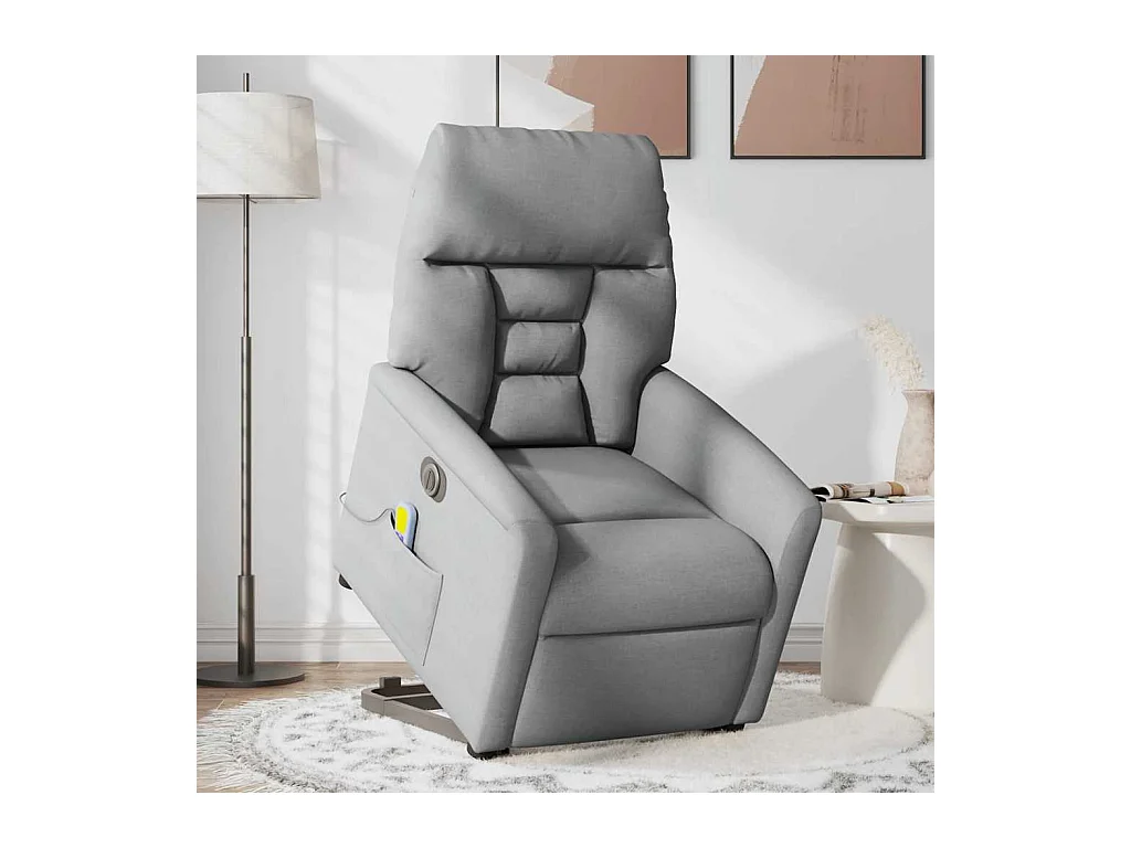 Fauteuil inclinable électrique-Chaise de relax-Fauteuil de Massage Gris clair Tissu SHL4862