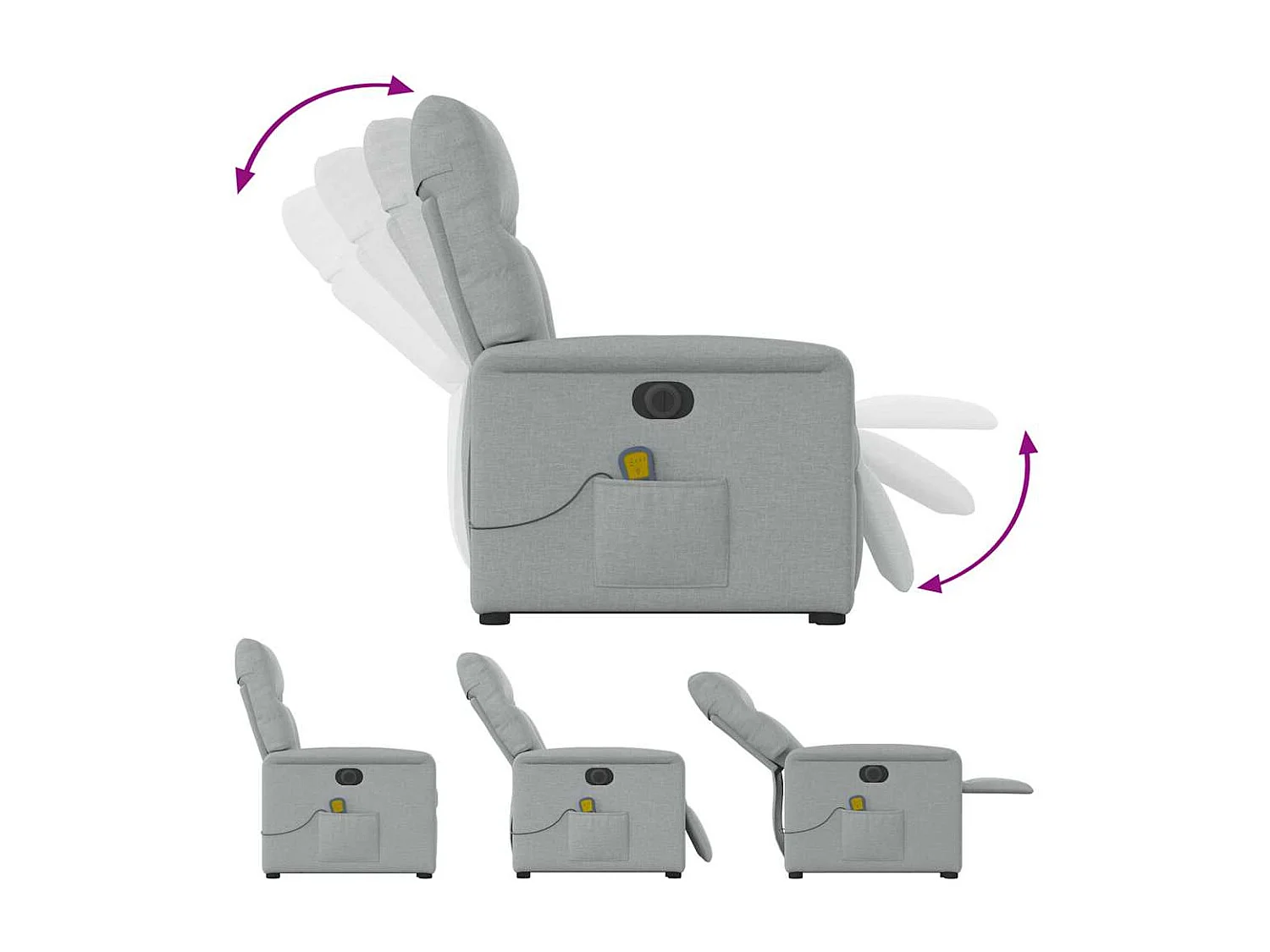 Fauteuil inclinable électrique-Chaise de relax-Fauteuil de Massage Gris clair Tissu SHL4862