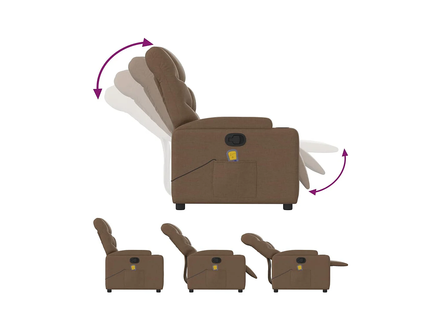 Sillón de relax | Sillón reclinable con masaje de tela marrón SHL4308