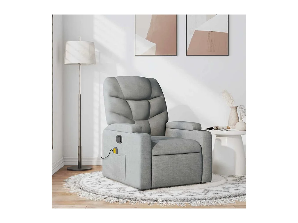Sillón de relax | Sillón reclinable de masaje de tela gris claro SHL4135