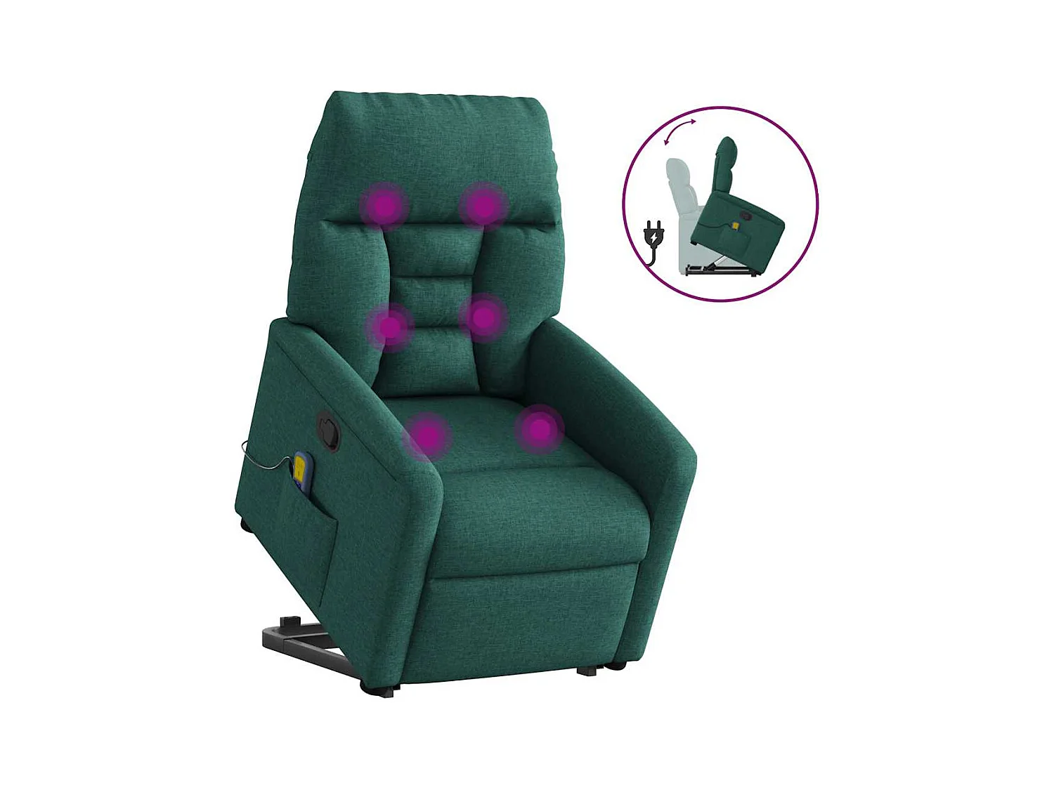 Fauteuil inclinable-Chaise de relax-Fauteuil de Massage Vert foncé Tissu SHL1152