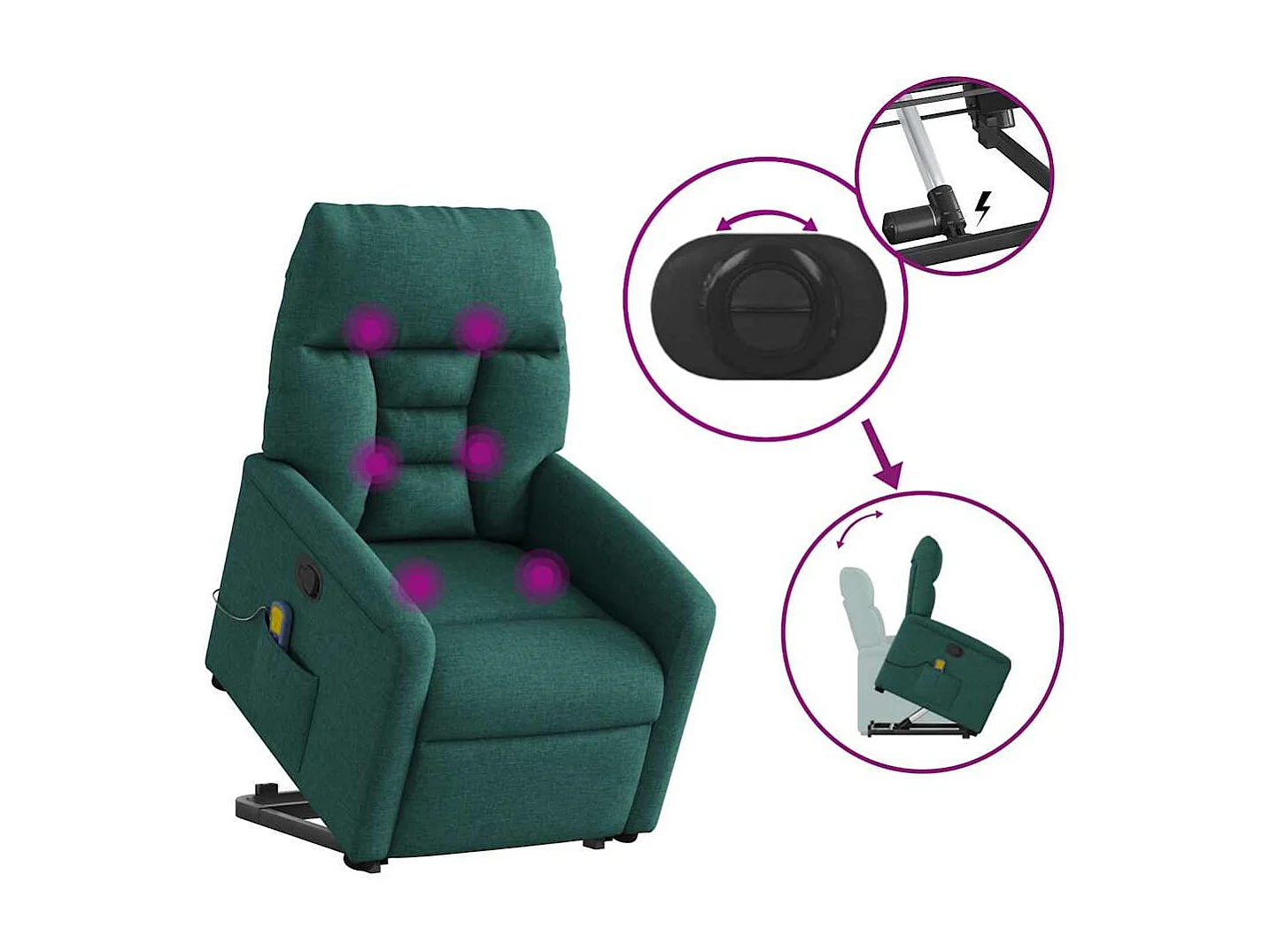 Fauteuil inclinable-Chaise de relax-Fauteuil de Massage Vert foncé Tissu SHL1152