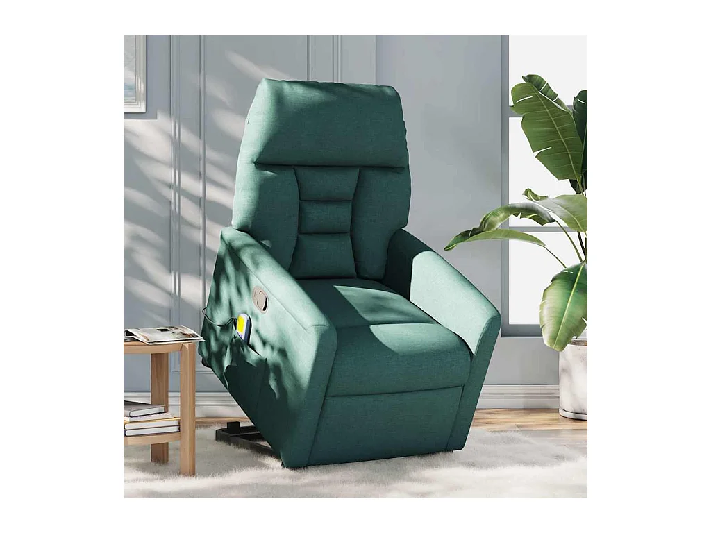 Fauteuil inclinable-Chaise de relax-Fauteuil de Massage Vert foncé Tissu SHL1152