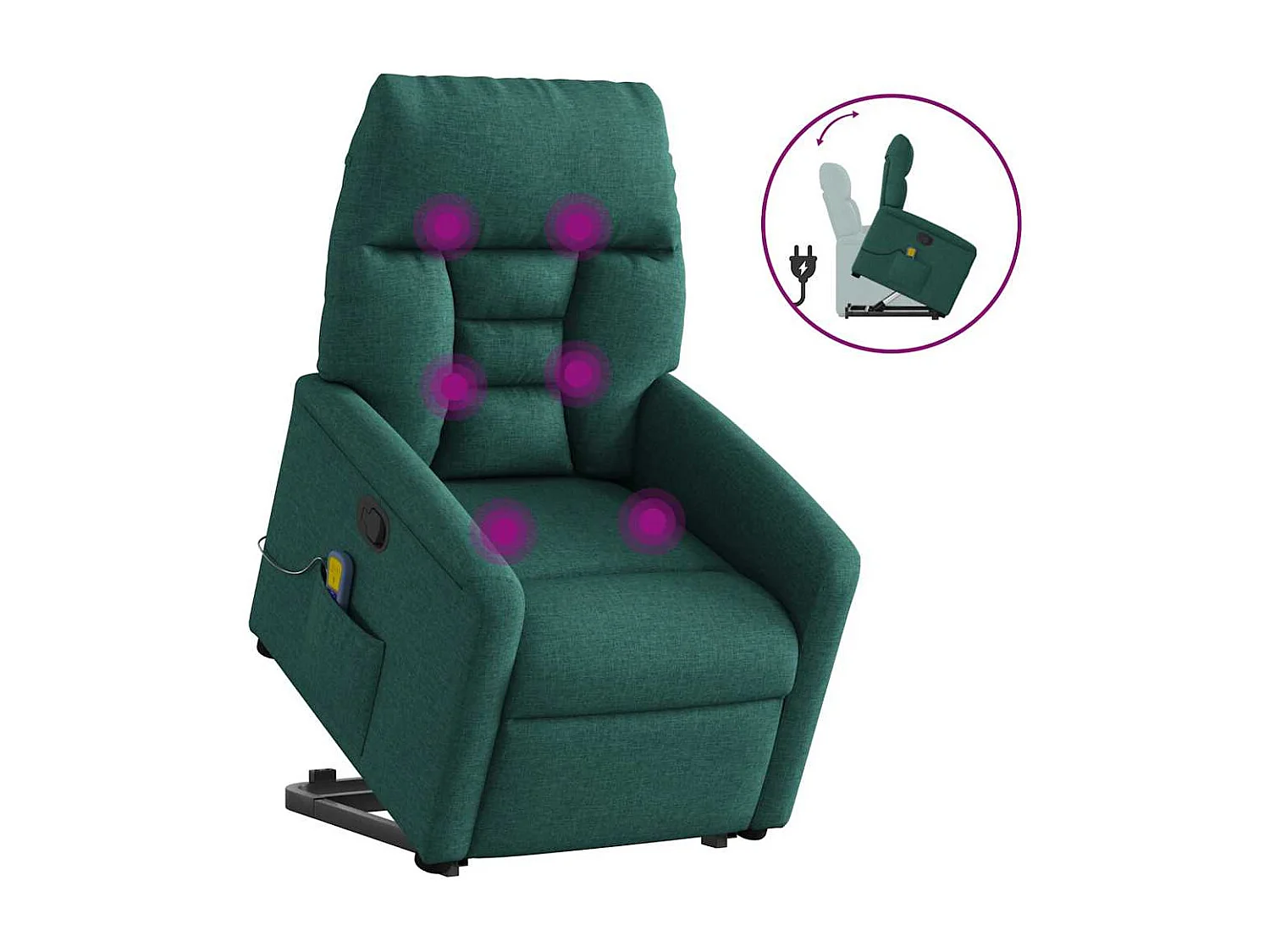 Fauteuil inclinable-Chaise de relax-Fauteuil de Massage Vert foncé Tissu SHL1152