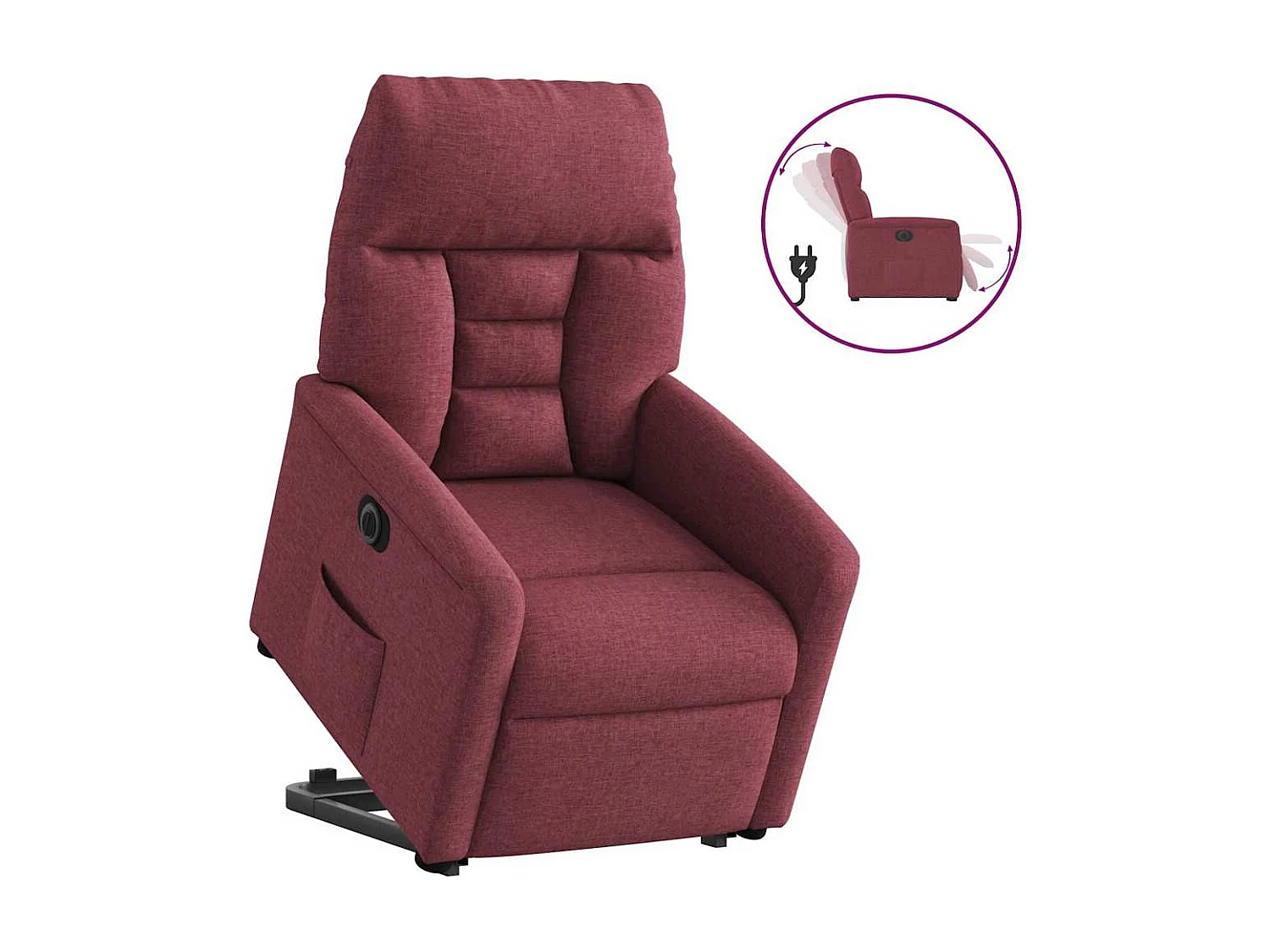 Fauteuil inclinable électrique-Chaise de relax-Fauteuil TV rouge bordeaux tissu SHL4125
