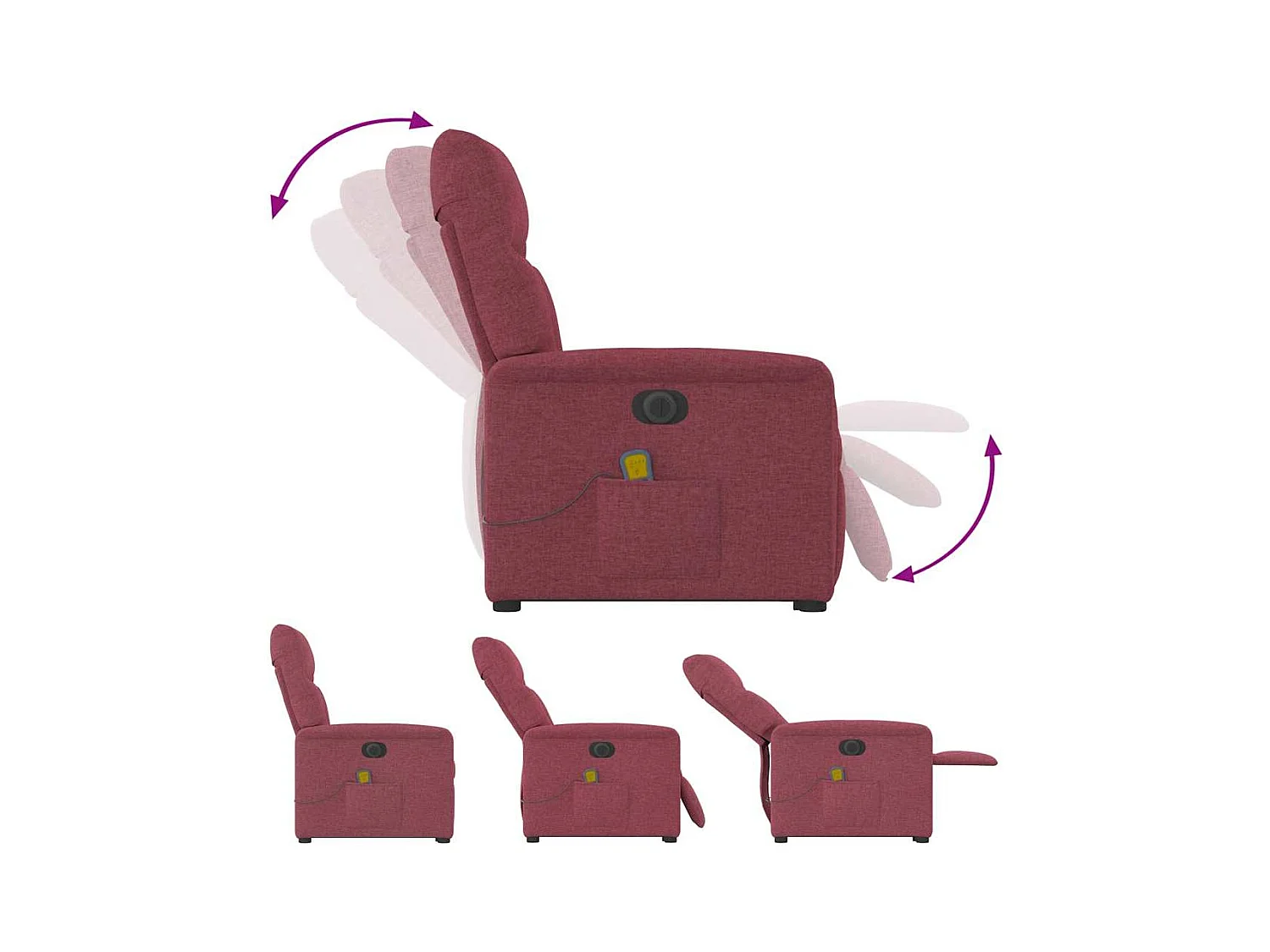 Sillón de salón | Silla | Sillón de masaje eléctrico reclinable elevable tela rojo tinto SHL4633