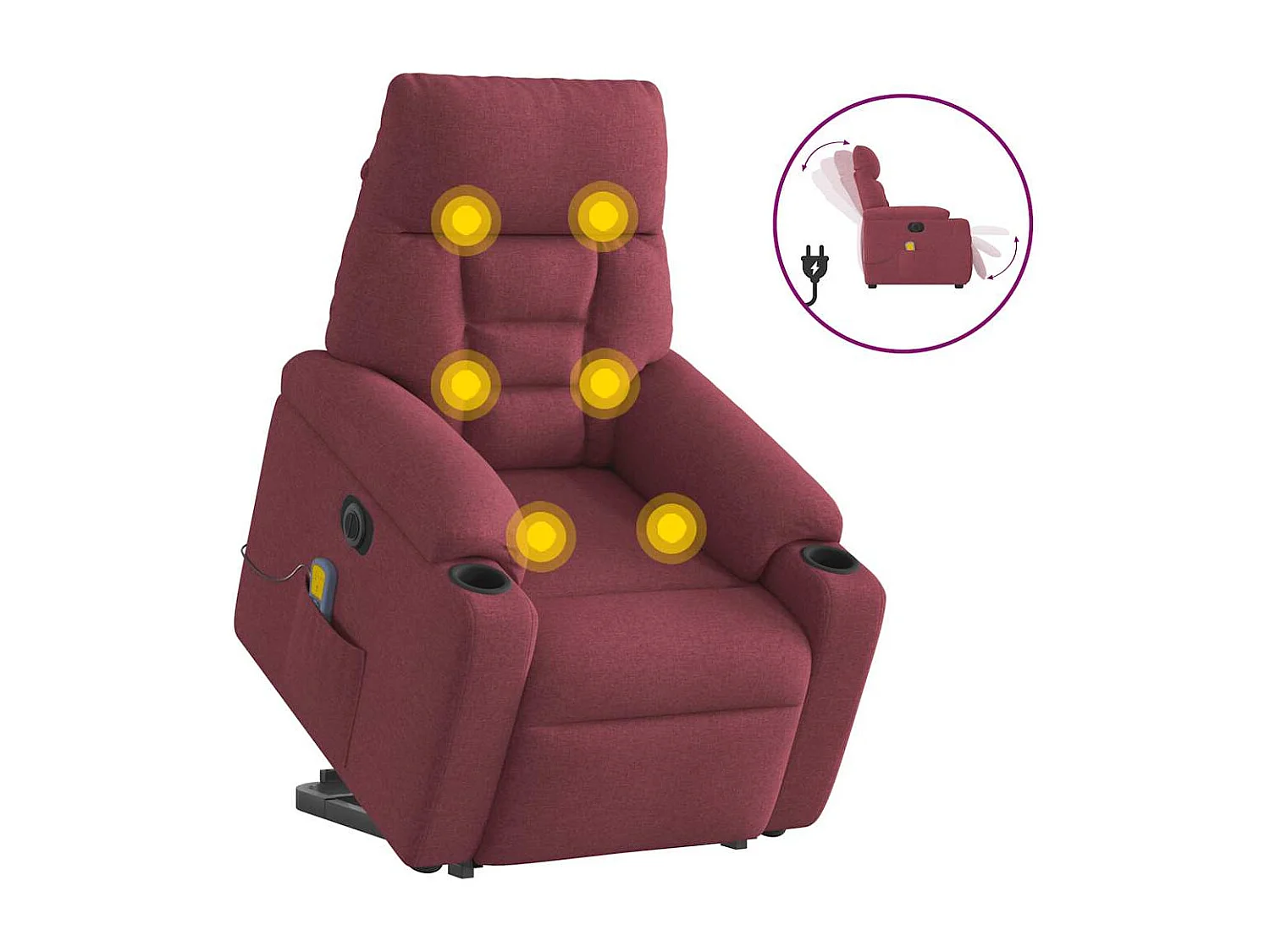 Fauteuil inclinable électrique-Chaise de relax-Fauteuil de Massage Rouge bordeaux Tissu SHL1145