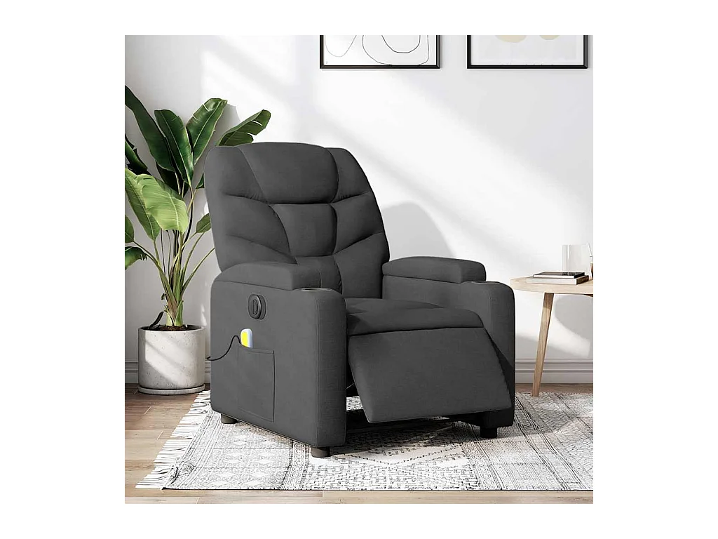 Sillón de relax | Sillón reclinable de masaje eléctrico tela gris oscuro SHL6925