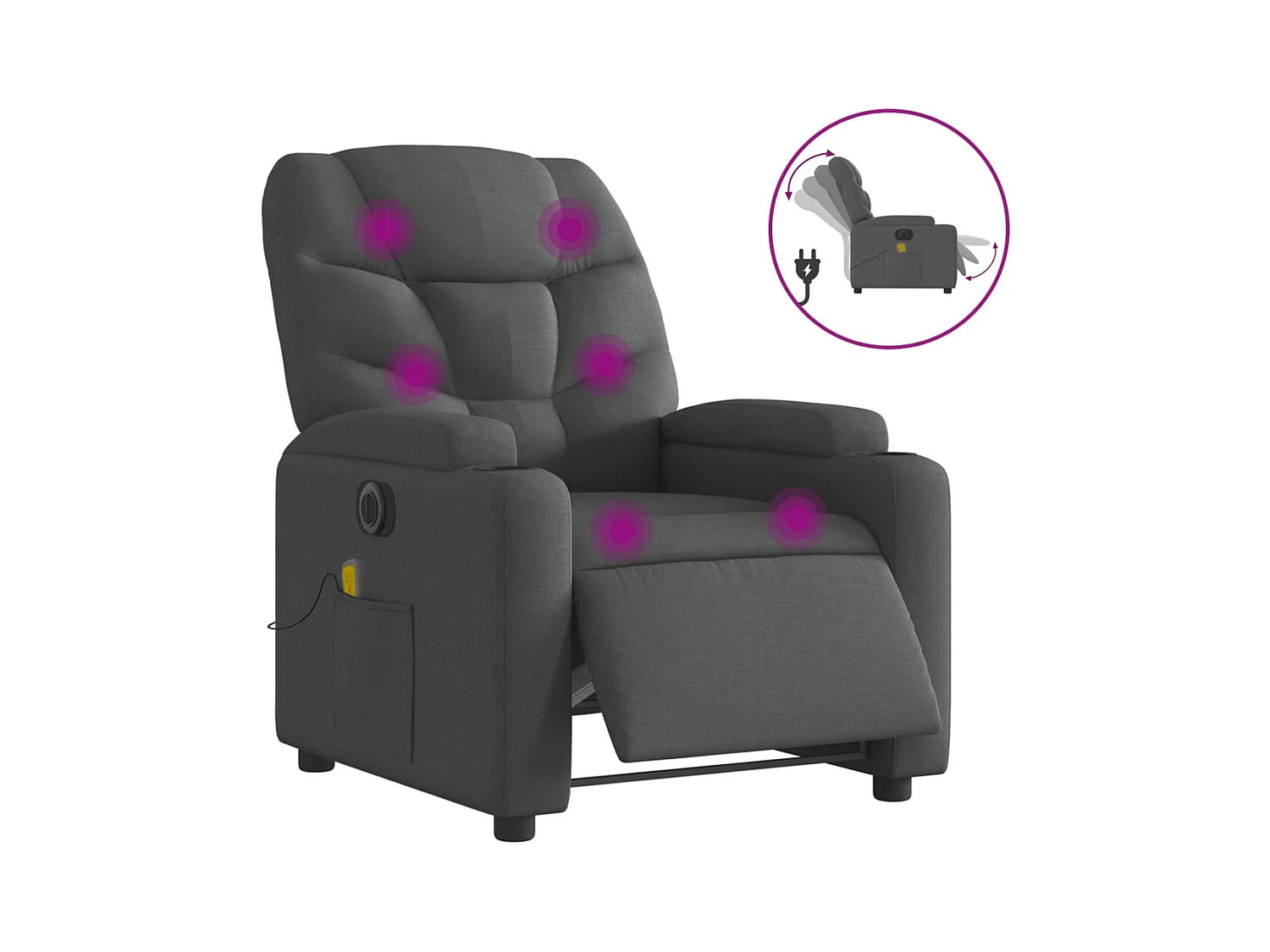 Fauteuil inclinable électrique-Chaise-Fauteuil de Massage gris foncé tissu SHL2778