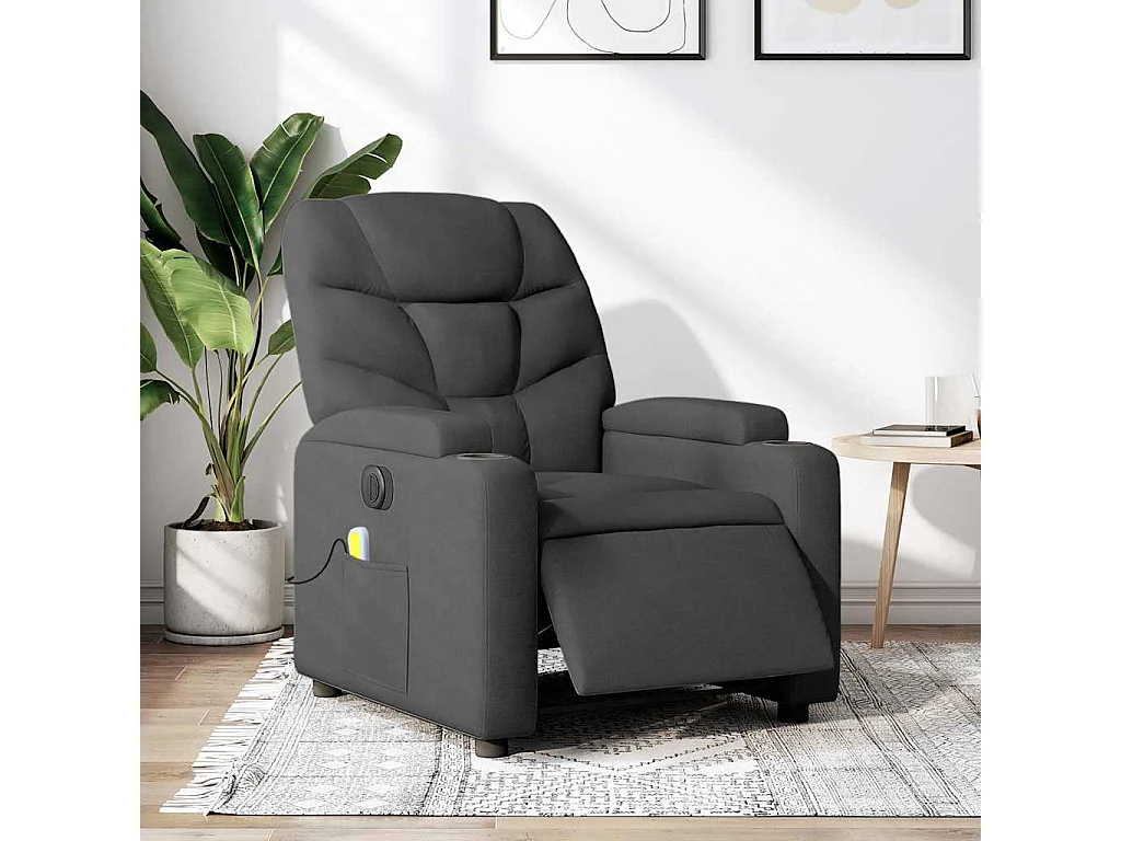 Fauteuil inclinable électrique-Chaise-Fauteuil de Massage gris foncé tissu SHL2778