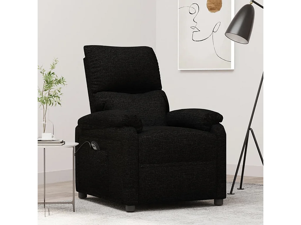 Relaxsessel Elektrisch | Lounge Sessel indoor Schwarz Stoff SHL10458