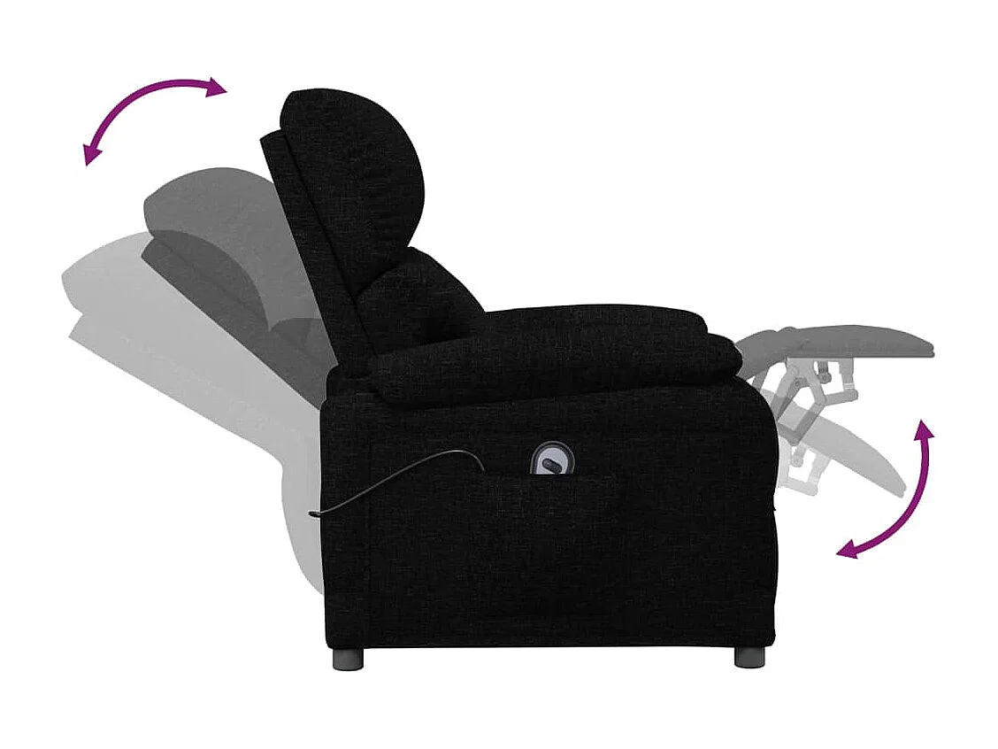 Relaxsessel Elektrisch | Lounge Sessel indoor Schwarz Stoff SHL10458