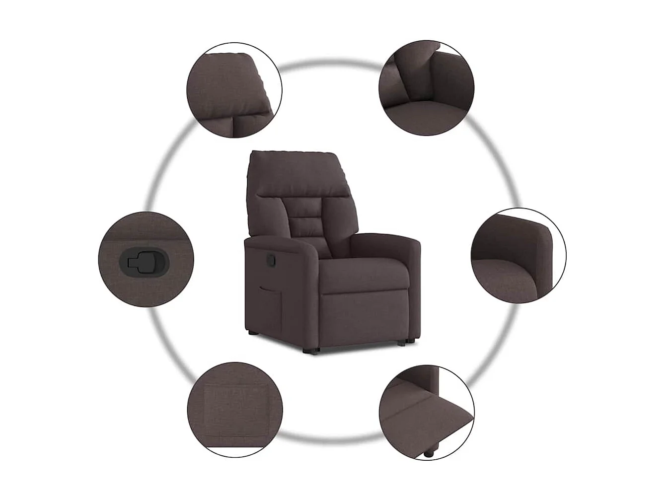 Fauteuil inclinable-Chaise de relax-Fauteuil TV marron foncé tissu SHL2057