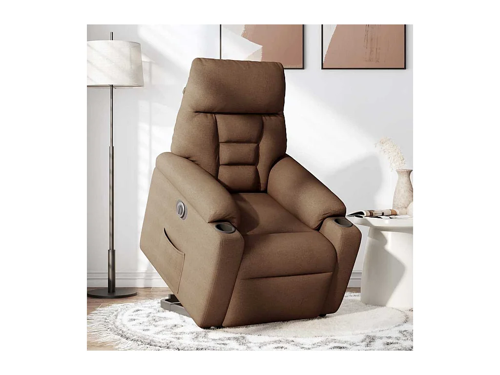 Fauteuil inclinable électrique-Chaise de relax-Fauteuil TV marron tissu SHL4099