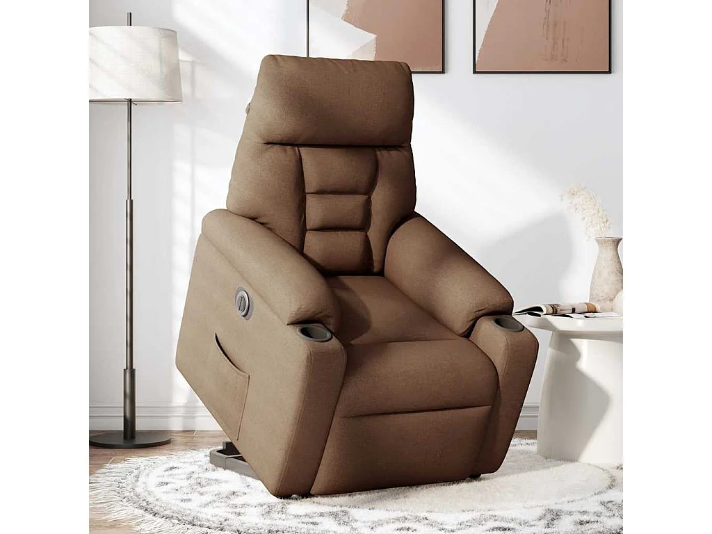 Fauteuil inclinable électrique-Chaise de relax-Fauteuil TV marron tissu SHL4099