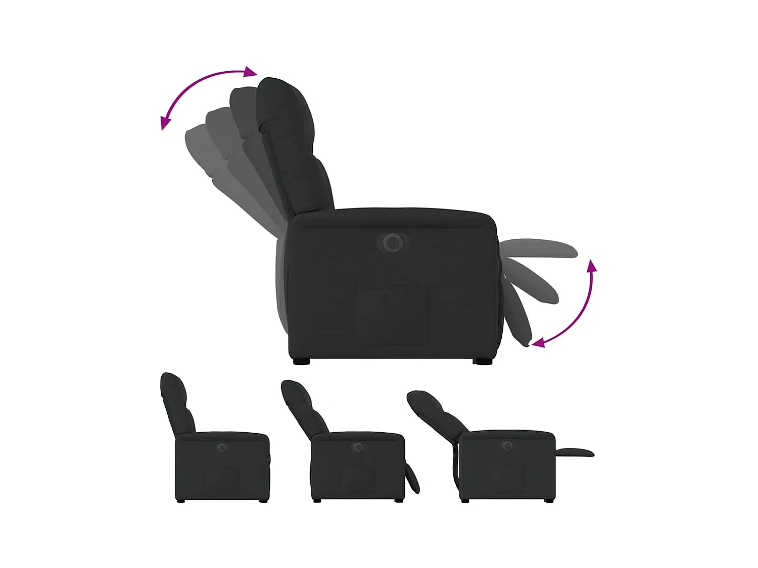 Silla de relax | Sillón eléctrico reclinable elevable de tela negro SHL5695