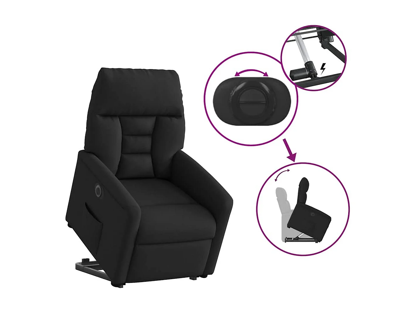 Fauteuil inclinable électrique-Chaise de relax-Fauteuil TV noir tissu SHL2540