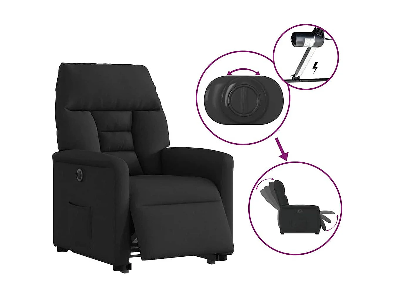 Fauteuil inclinable électrique-Chaise de relax-Fauteuil TV noir tissu SHL2540
