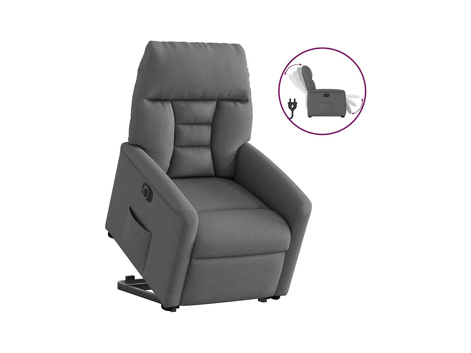 Silla de relax | Sillón eléctrico reclinable elevable de tela gris oscuro SHL8713