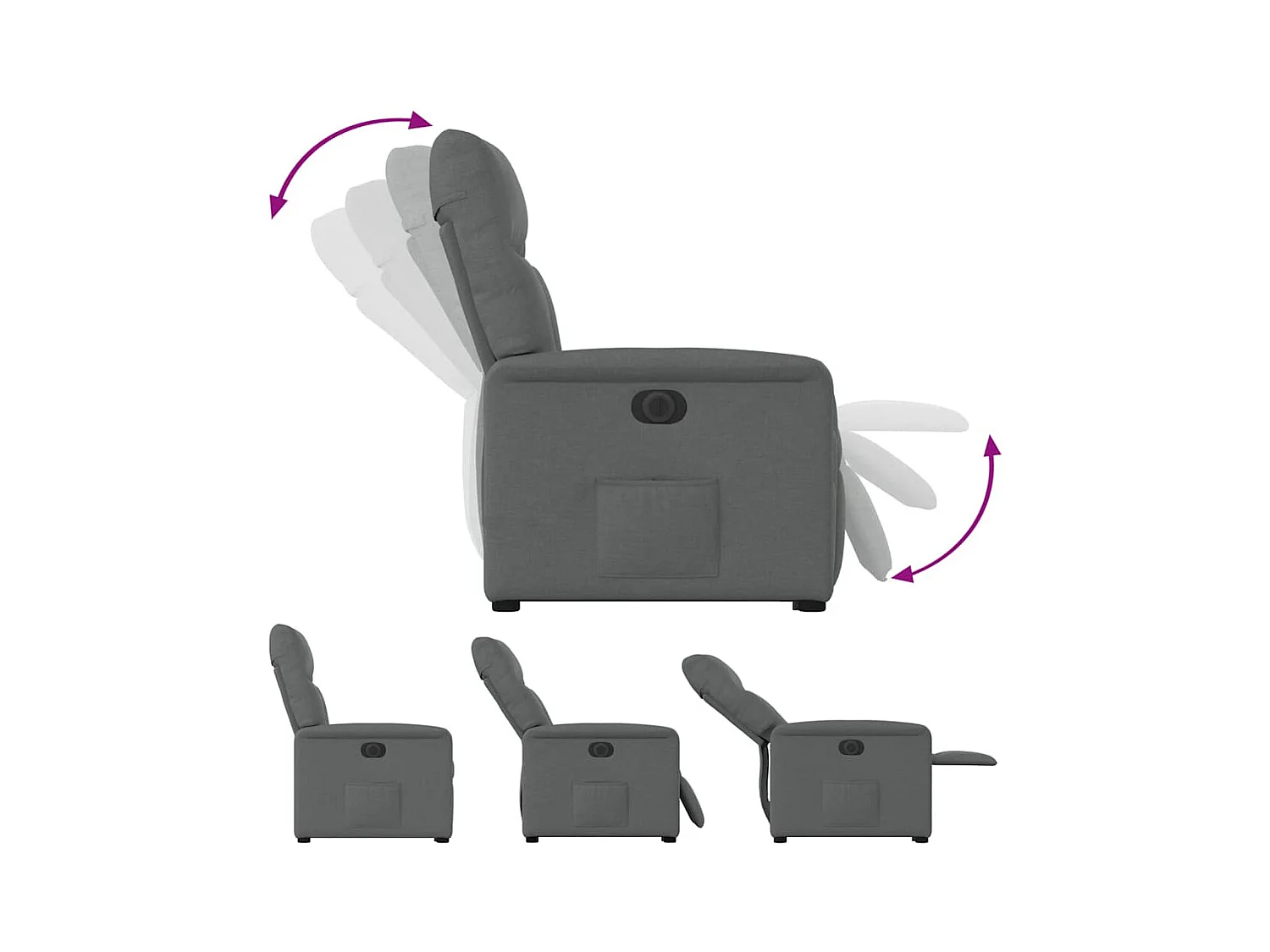 Silla de relax | Sillón eléctrico reclinable elevable de tela gris oscuro SHL8713