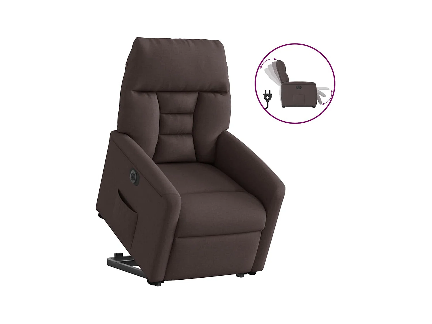 Silla de relax | Sillón eléctrico reclinable elevable de tela marrón oscuro SHL6577