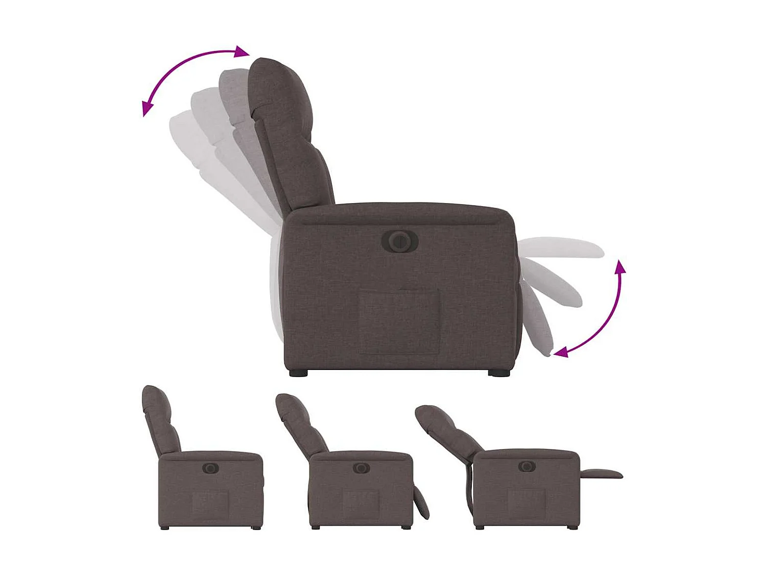 Silla de relax | Sillón eléctrico reclinable elevable de tela marrón oscuro SHL6577