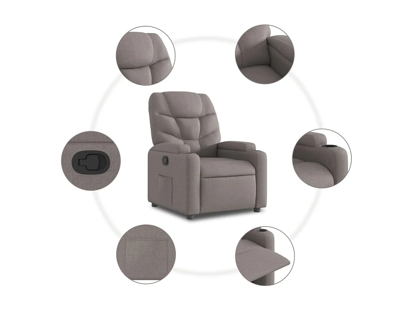 Sillón de relax | Silla | Sillón reclinable de tela gris taupe SHL8780