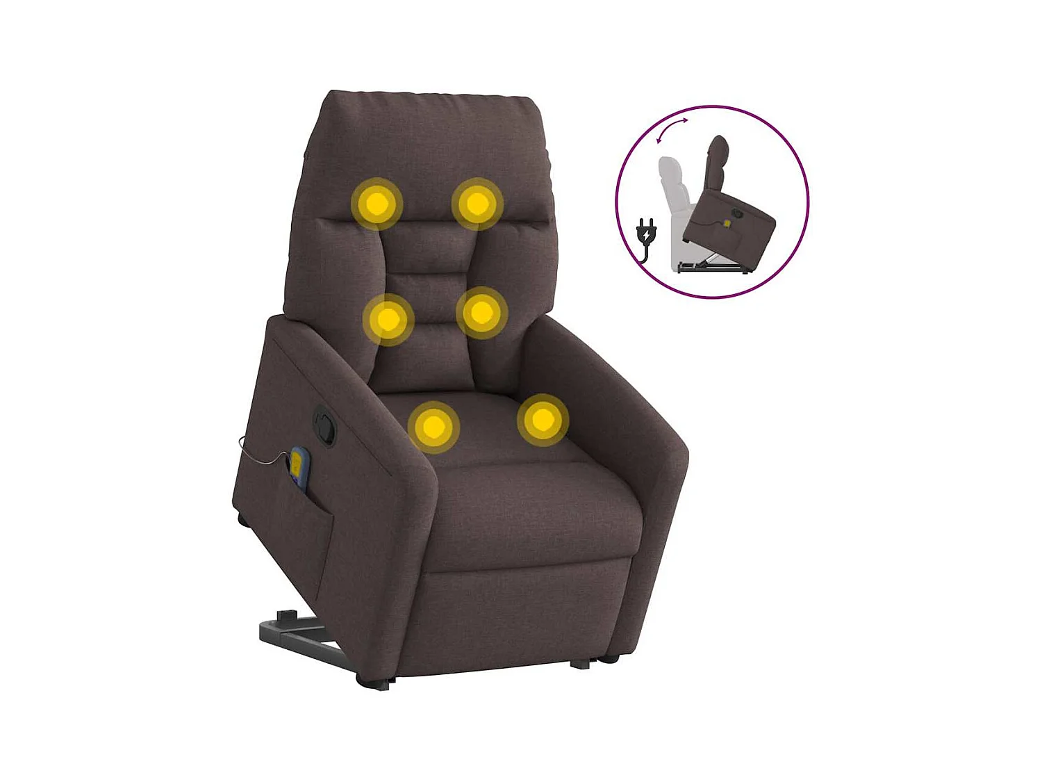 Silla de masaje reclinable de pie de tela marrón oscuro SHL7524