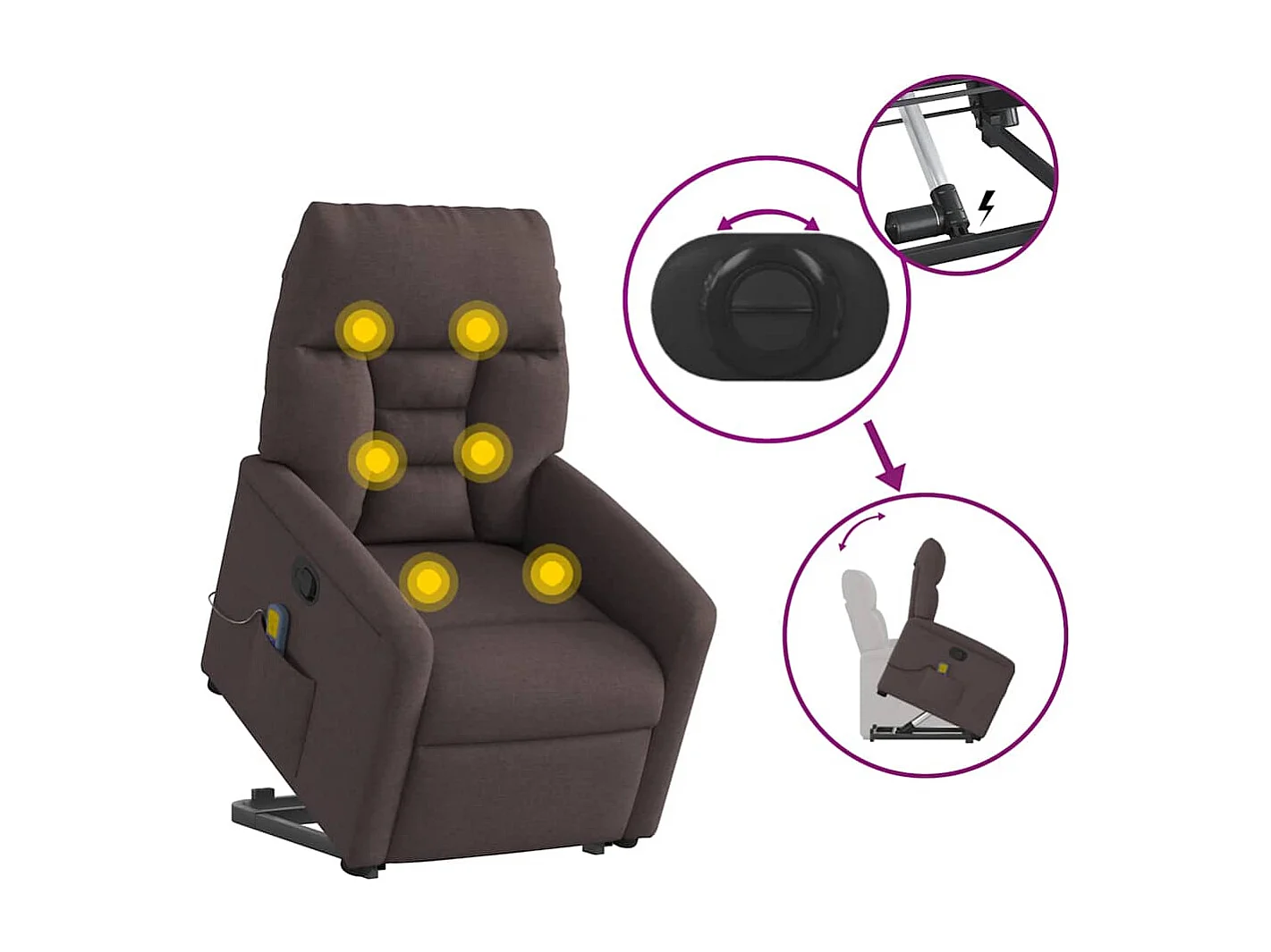 Silla de masaje reclinable de pie de tela marrón oscuro SHL7524