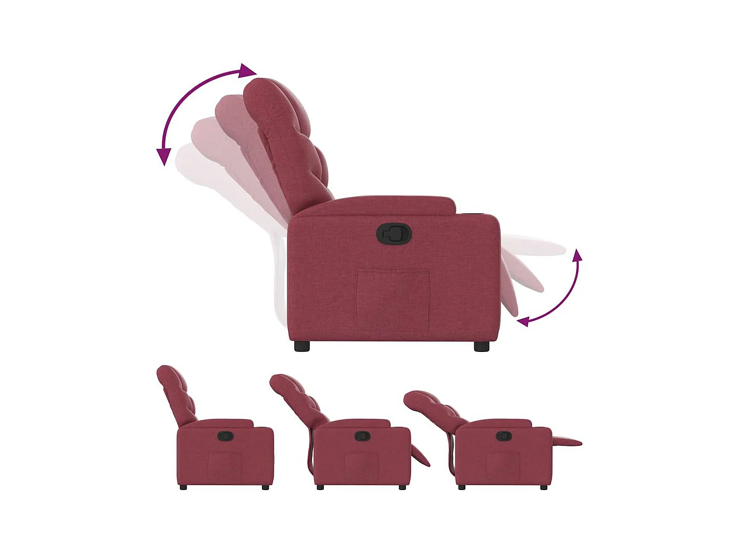 Sillón de relax | Silla | Sillón reclinable de tela rojo tinto SHL3557