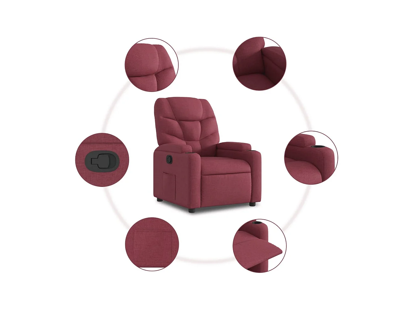 Sillón de relax | Silla | Sillón reclinable de tela rojo tinto SHL3557