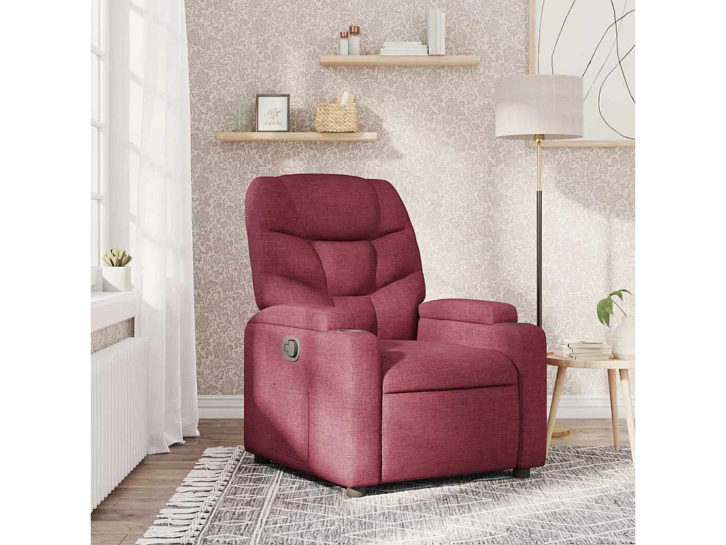 Poltrona Salotto | Sedia | Poltrona Reclinabile in Tessuto Rosso Vino SHL3099