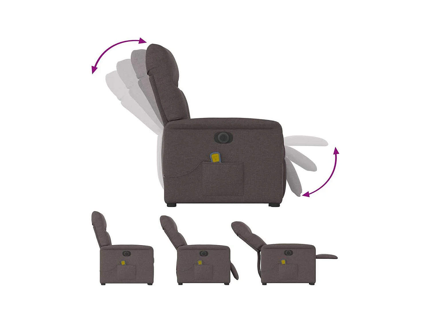 Sillón de salón | Silla | Sillón masaje eléctrico reclinable elevable tela marrón oscuro SHL7495