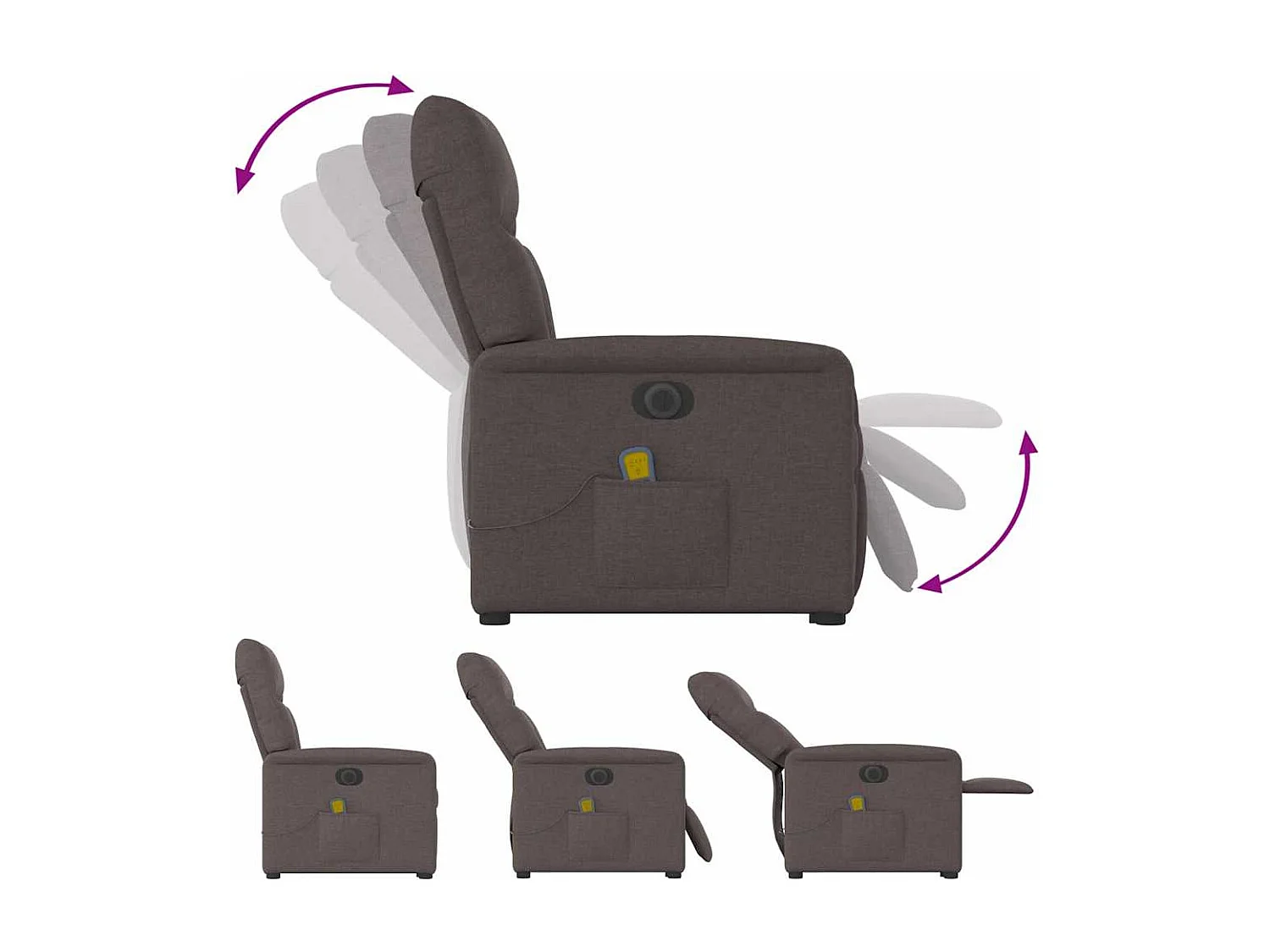 Fauteuil inclinable électrique-Chaise de relax-Fauteuil de Massage Marron foncé Tissu SHL3510