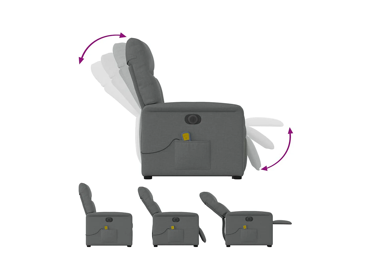 Sillón de salón | Silla | Sillón de masaje eléctrico reclinable elevable tela gris oscuro SHL3352