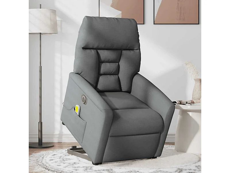 Fauteuil inclinable électrique-Chaise de relax-Fauteuil de Massage Gris foncé Tissu SHL1946
