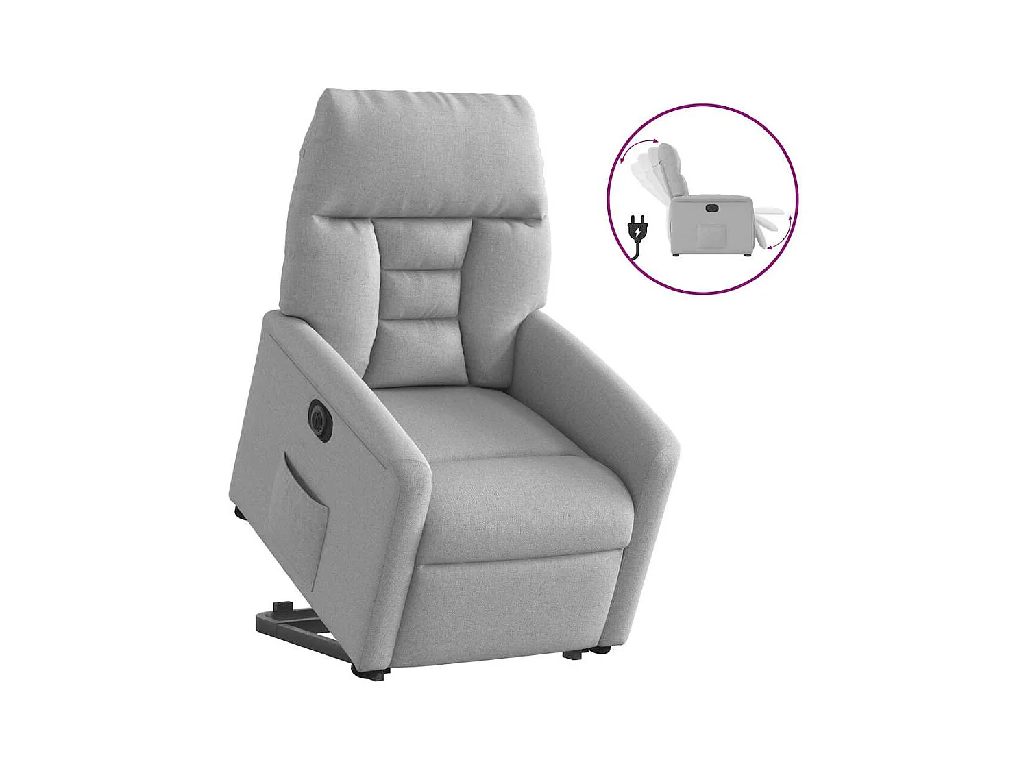 Silla de relax | Sillón eléctrico reclinable elevable de tela gris nube SHL4625