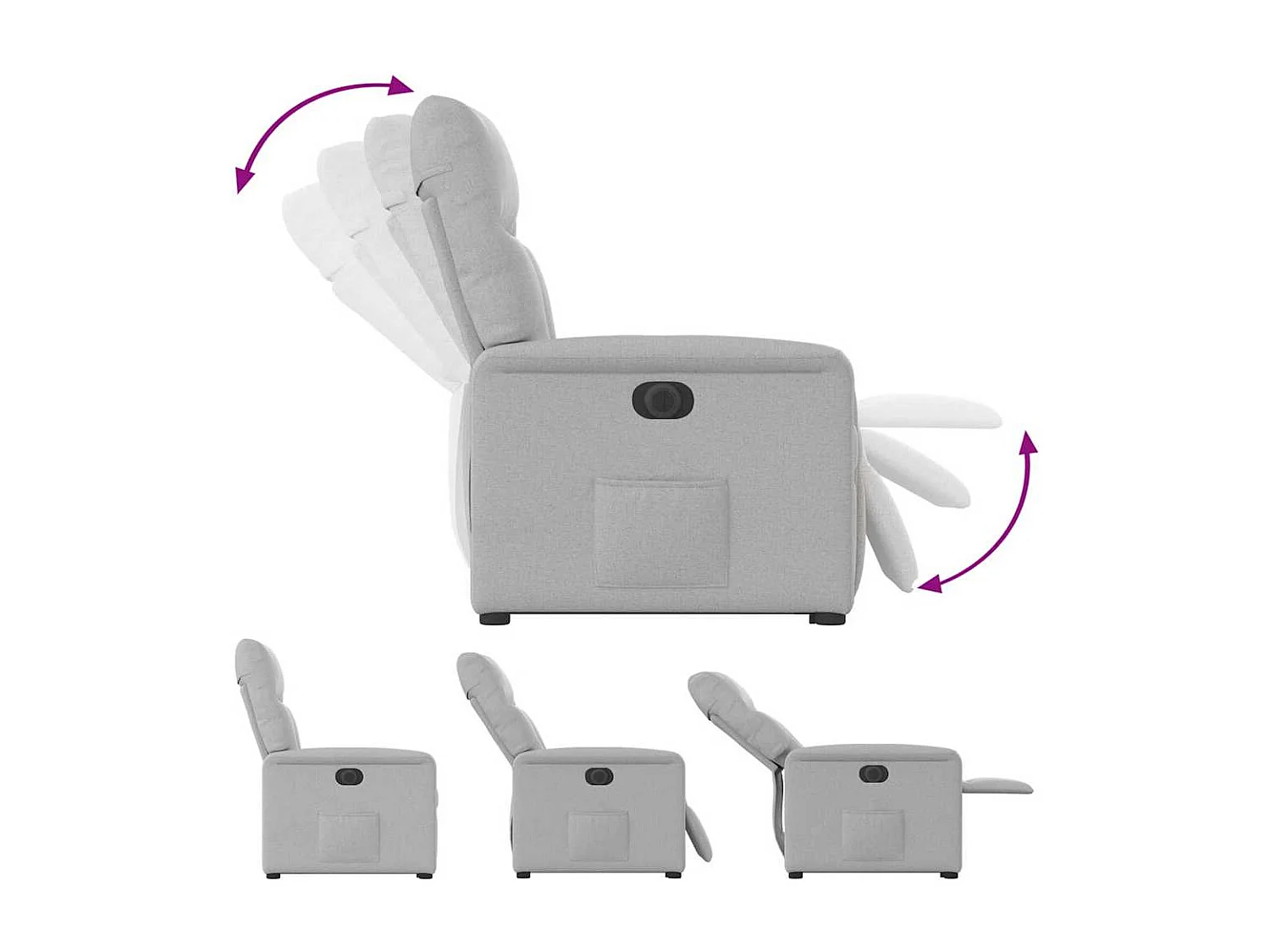 Silla de relax | Sillón eléctrico reclinable elevable de tela gris nube SHL4625