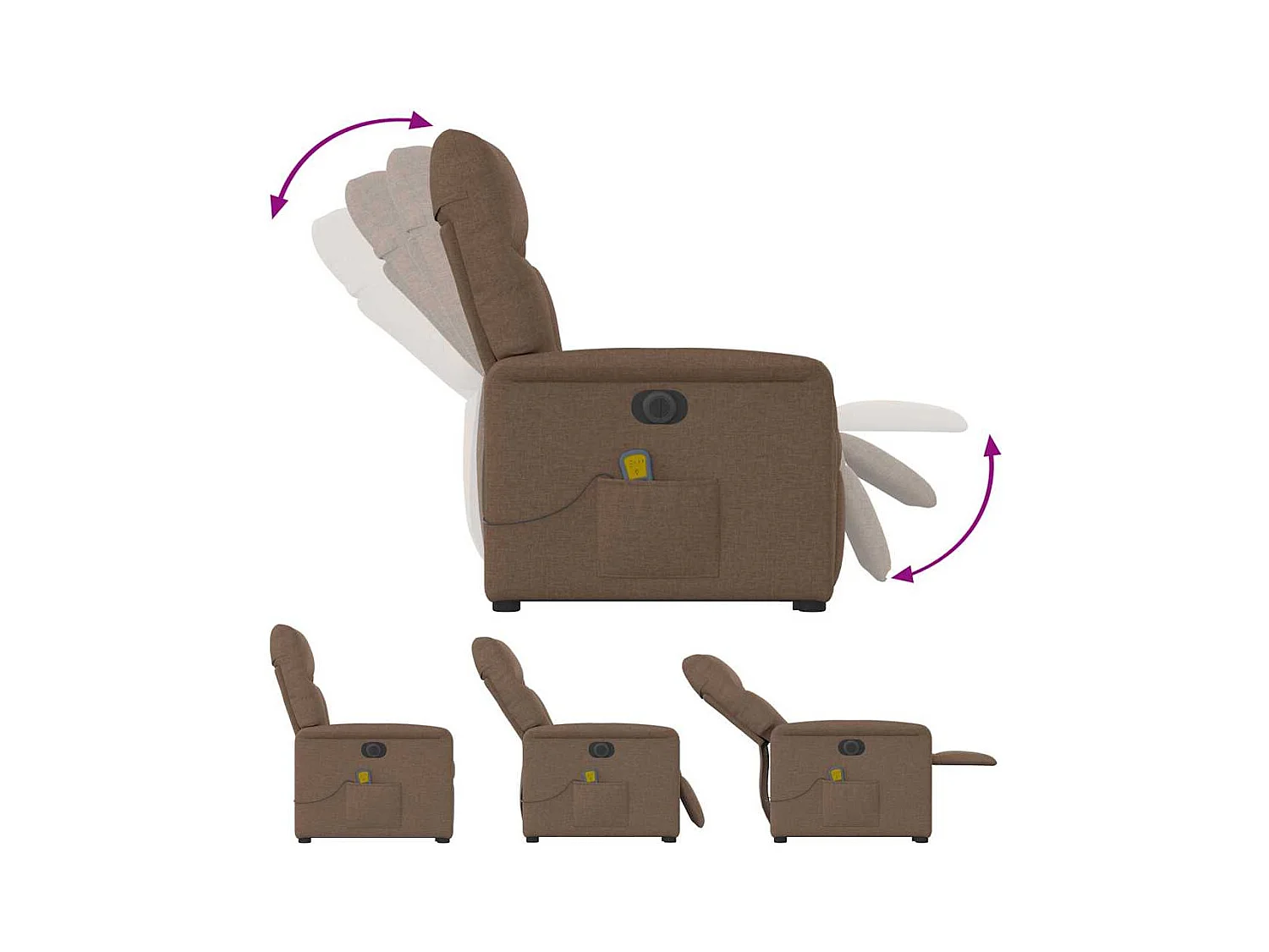 Sillón de salón | Silla | Sillón de masaje eléctrico reclinable elevable tela marrón SHL3163