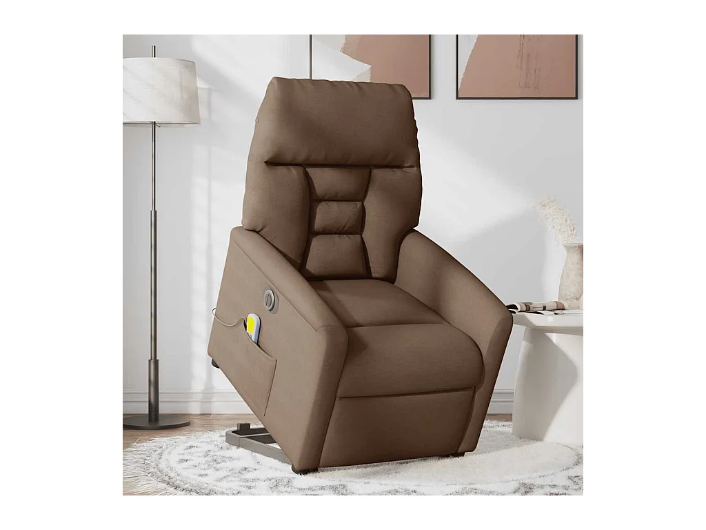 Fauteuil inclinable électrique-Chaise de relax-Fauteuil de Massage Marron Tissu SHL3927